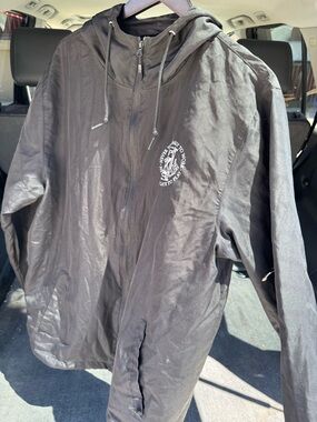 6am Black Hooded Zip Jacket with White Chest Logo